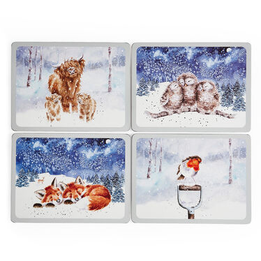 Wrendale Designs Wrendale Placemats - Winter Skies Set of 4 Wrendale Designs Wrendale Placemats - Winter Skies Set of 4